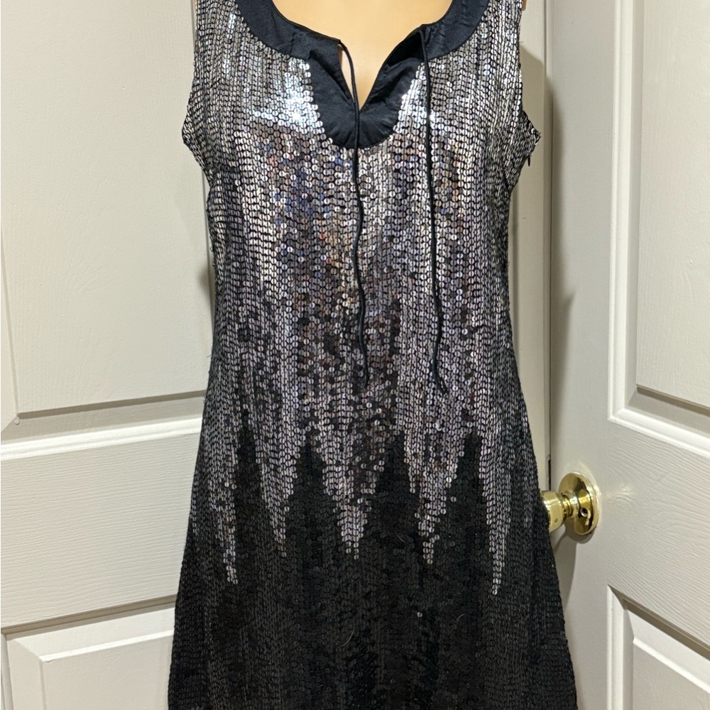 Fashion Spy Chic Black and Silver Sequin Dress Size Medium.